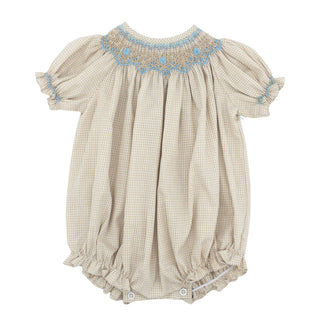 Bishop Bubble with Hand-smocking - Blue Floral