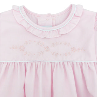 Girls Ruffle-neck Bubble with Floral Hand-embroidery