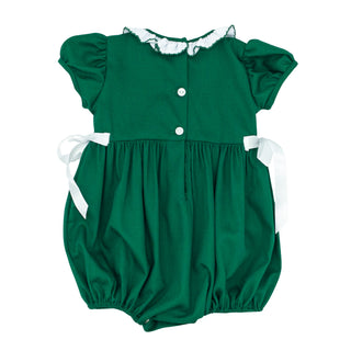 Rosie Bubble with Hand-smocking - Classic Christmas Green