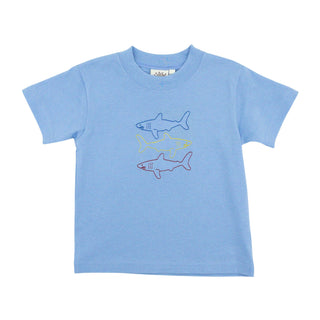 Boys T-shirt with Embroidery - Stacked Sharks