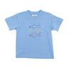 Stacked Sharks Embroidery on Sky Blue