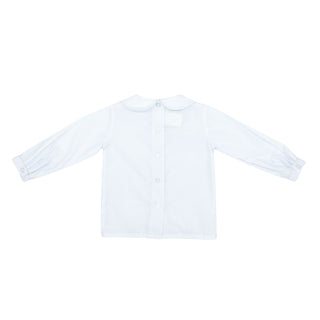 Peter Pan Collared Shirt - Long Sleeve - White Piping