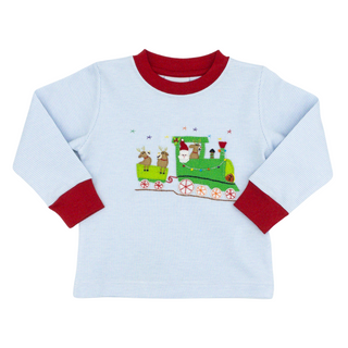 Pima Knit T-Shirt with Holiday Train Applique