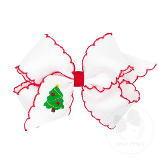 Christmas Tree Embroidered Moonstitch Hair Bow