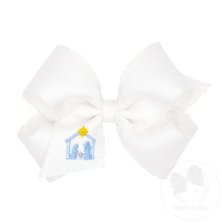 Nativity Scene Embroidered Moonstitch Hair Bow