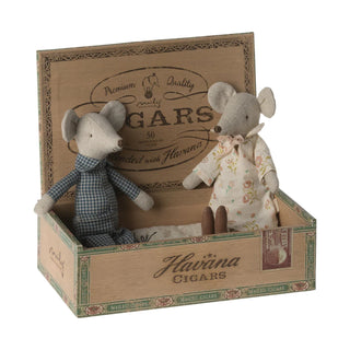 Grandma and Grandpa Mice in a Cigarbox