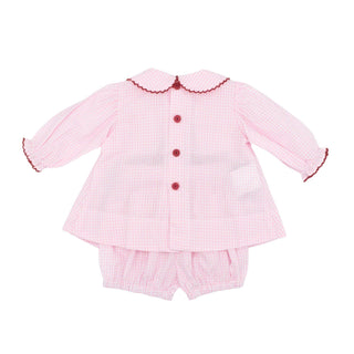 Girls Shay Bloomer Set with Hand-smocking - Santa