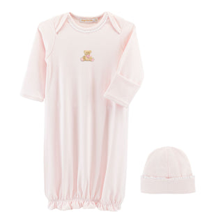 Pima Gown with Lace Trim and Hat Set with Hand-embroidery - Toys