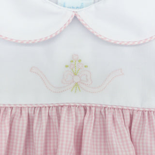 Girls Long-sleeve Bubble with Bouquet Embroidery