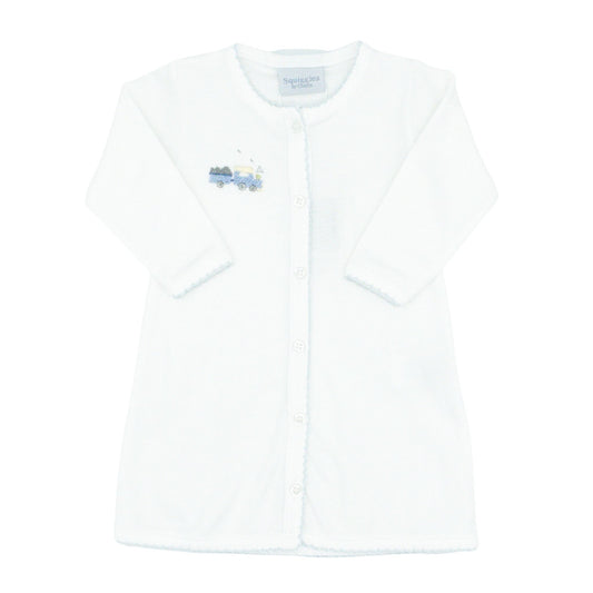 Train Engine Hand-embroidered Pima Button-front Daygown