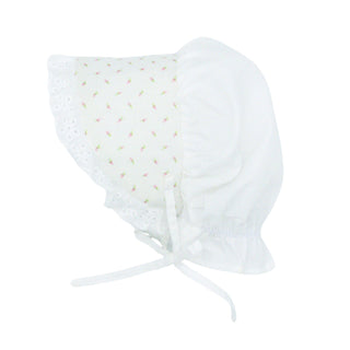 Rosebud Bonnet with Eyelet - Ivory