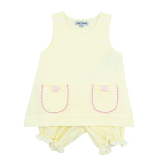Girl Bloomer Set with Bow Pockets - Yellow