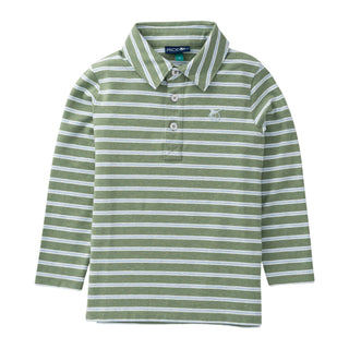 *PRE-ORDER* Boys Long-sleeve Too Cool for School Polo - Hedge Stripe