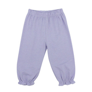 Knit Gathered Pants with Ruffle - Lilac Stripe