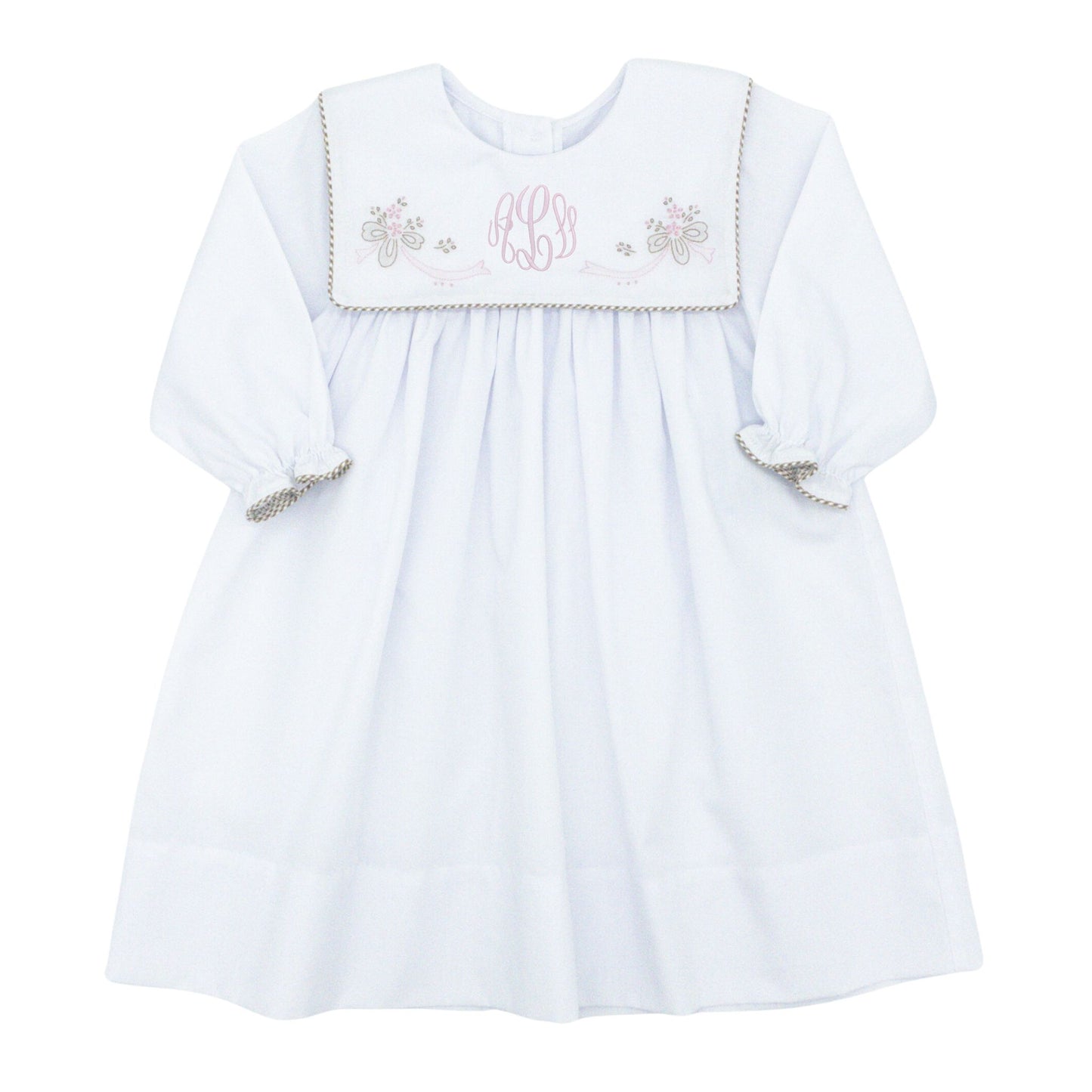 Square Collar Dress with Bouquet Hand Embroidery