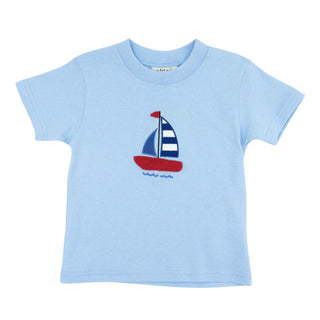 Boys T-shirt with Crocheted Sailboat Applique