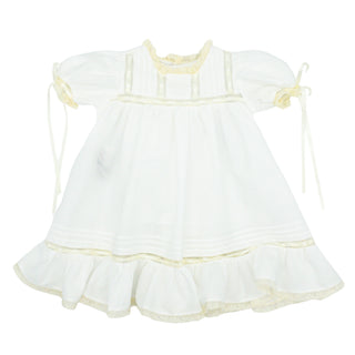 Margaret Heirloom Dress - White with Ecru
