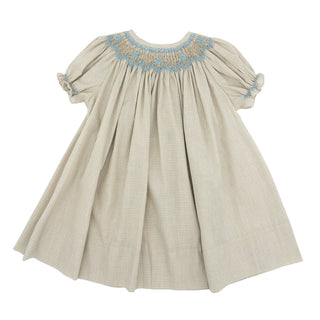 Bishop Dress with Hand-smocking - Blue Floral