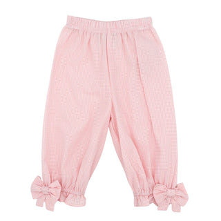 Noelle Bow Pants - Pink Gingham