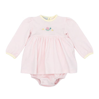 Girls Long-sleeve Onesie Dress with Hand-embroidery - Snail