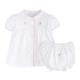 Pinpoint Layette Knit Set - Bow