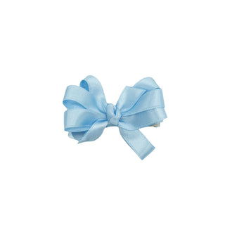 French Satin Hair Bow - Light Blue