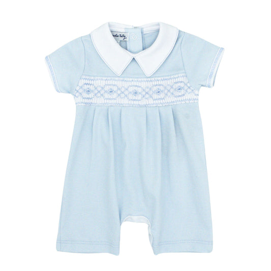 Alex Smocked Collared Short Playsuit