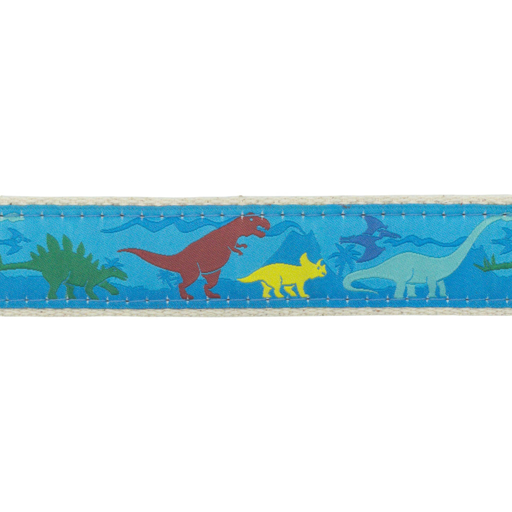 Embroidered Ribbon Belt - Dinosaur on Natural | Preston Leather – Tiny ...