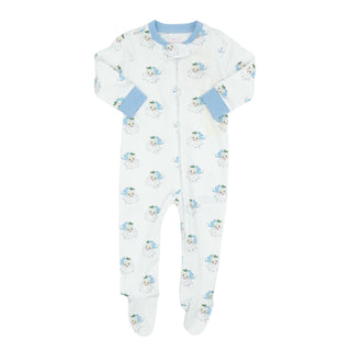 Boys Zip Up Jammies - Blue Santa