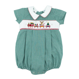 Boys Classic Bubble with Hand-smocking - Christmas Train