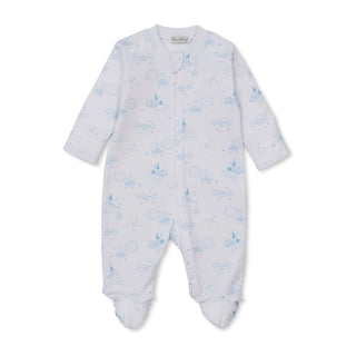 Printed Zipper Footie - Light Blue Nightfall