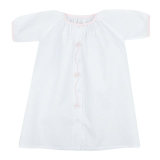 Girls Long-sleeve Daygown with Bow Embroidery and Binding Trim