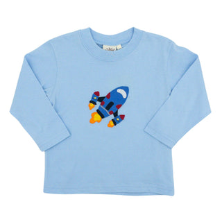 Boys Long-sleeve T-shirt with Rocket Ship Applique