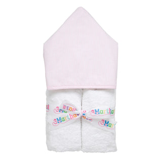Everykid Hooded Towel - Pink Seersucker Stripe