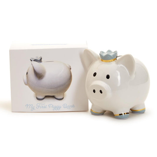 Piggy Bank with Crown Boxed Gift Set
