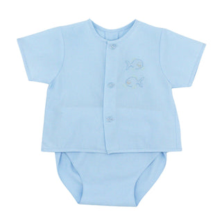 Boy Diaper Set with Hand-embroidery - Fish
