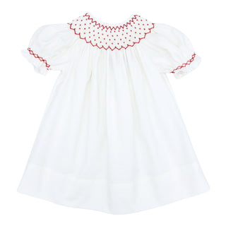 Catherine Bishop Smocked with Red Pearls - FINAL SALE