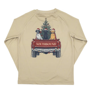 Boys Long-sleeve Performance T-shirt - Christmas Dog