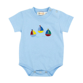 Boys Onesie Bubble with Applique - Sailboats