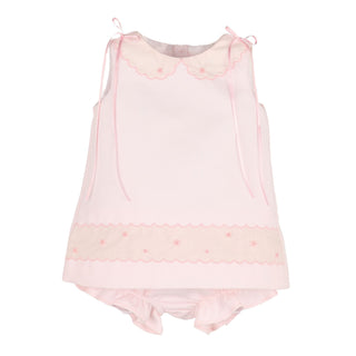Girls Pique Faux-Collar Bloomer Set