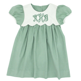 Girls Corduroy Dress with Scalloped Yoke