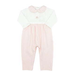 Girls Long Romper with Hand-embroidery - Santa Face