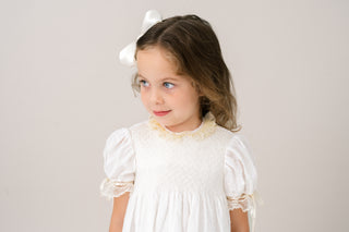 Margaret Heirloom Smocked Dress - White Swiss Dot