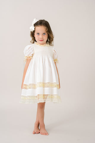 Margaret Heirloom Smocked Dress - White Swiss Dot