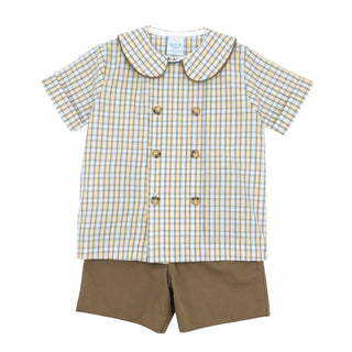 Boys Dressy Short Set - Pecan Plaid