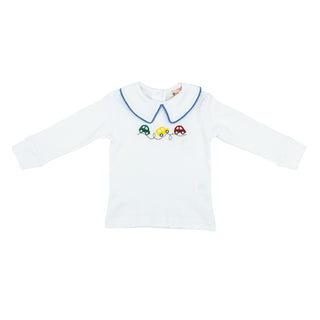Boys Long-sleeve Collared Shirt with Embroidery - Cars