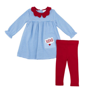 Girls Tunic Pant Set with Applique - Love Letters