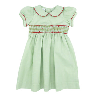 Collared Dress with Hand-smocking - Mistletoe