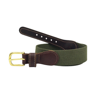 Solid Cotton Web Belt - Olive