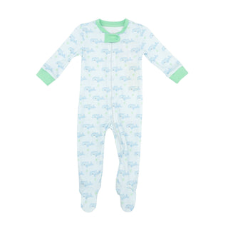 Boys One-piece Zip-up Footed Jammies - Oh Whale